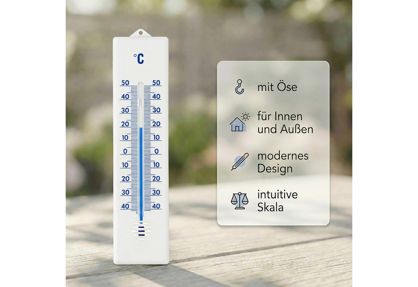 Lantelme Raumthermometer 3 Stück Außen Garten Thermometer Set 22cm Temperatur -40 bis 50°C, 3-tlg. Bild 5