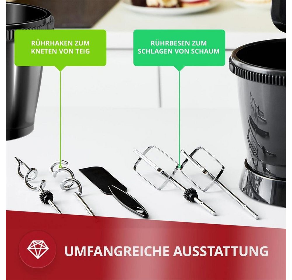 MPM Stabmixer MPM MMR-22Z/C Handmixer mit 2 Schüsseln 750 W Schwarz