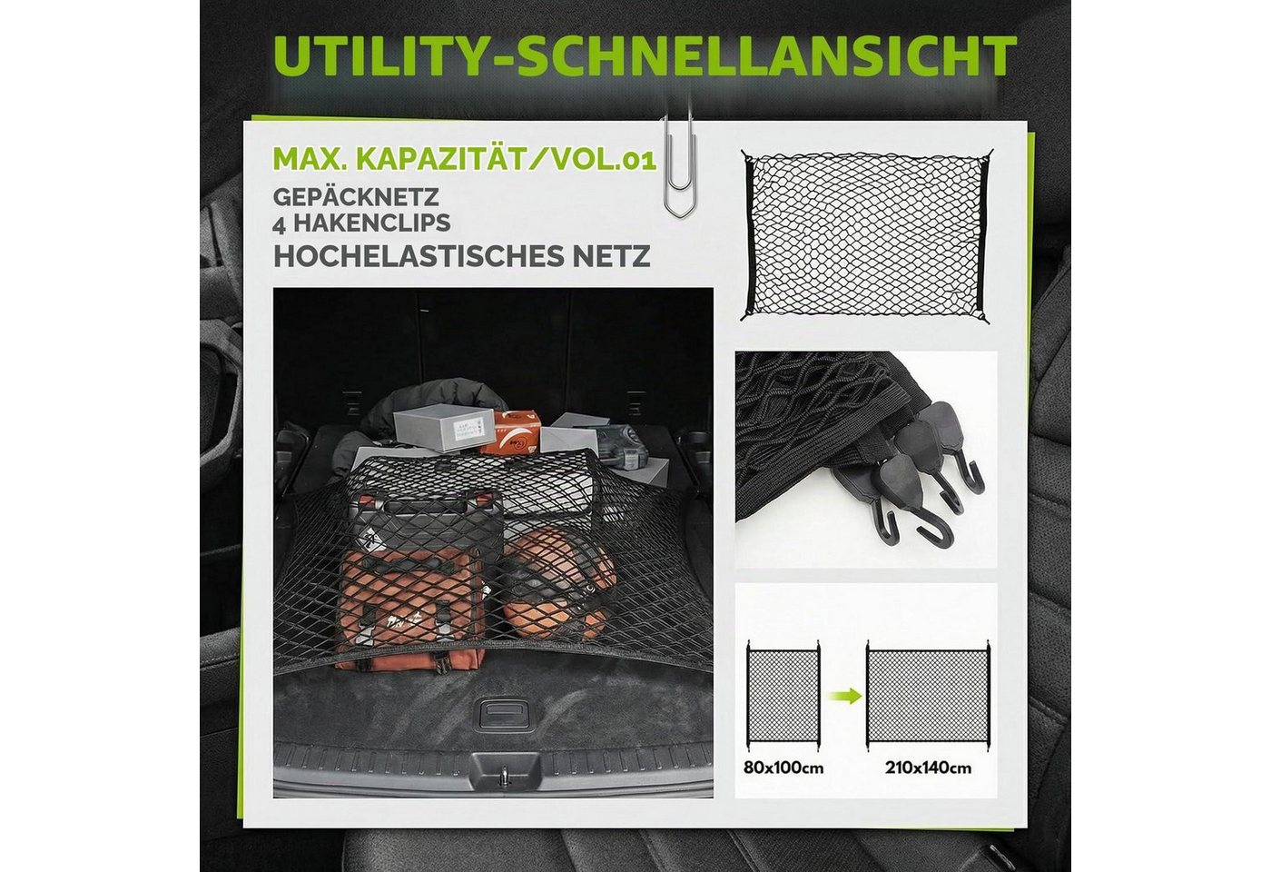 LuxusKollektion Trennnetz Kofferraumnetz Auto Trennnetz 80x100cm-210x140cm Bild 5