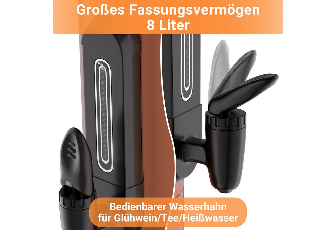 Clanmacy Einkoch- und Glühweinautomat 8L, Glühweinkessel Glühweinkocher Heißgetränkeautomat Wasserkocher, 1500 W Bild 5