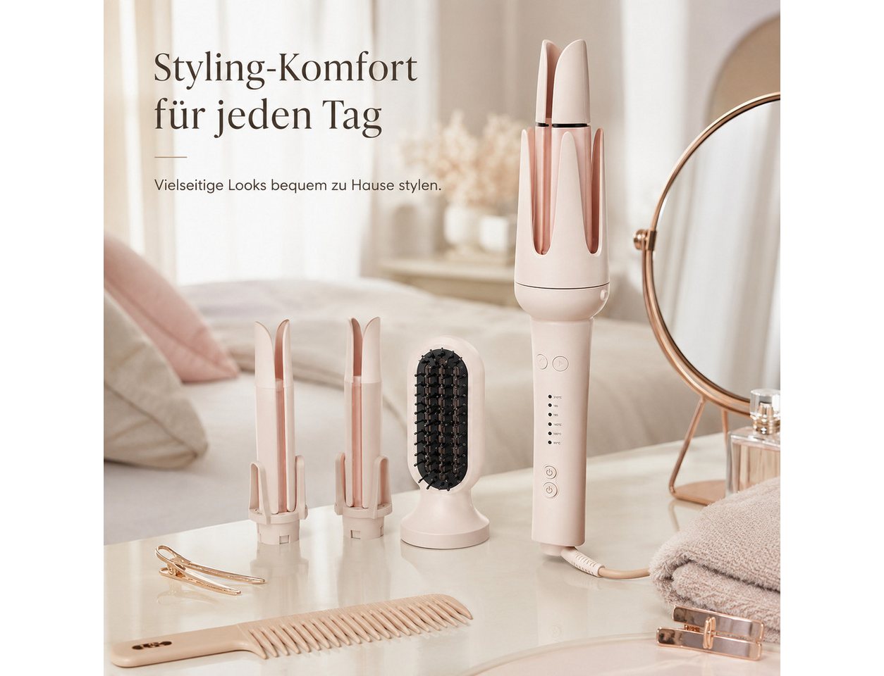 Lisabonde Multihaarstyler 5-in-1 Multistyler Lockenstab automatisch mit Ionen & Glättbürste, 5-in-1 Multistyler-System Bild 4