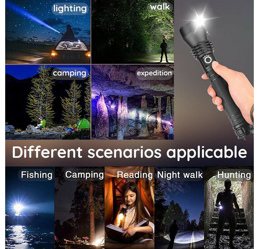 FANNOU LED Taschenlampe USB wiederaufladbare, 3 Modi einstellbarer Fokus Taschenlampe für Camping, Wandern Bild 3