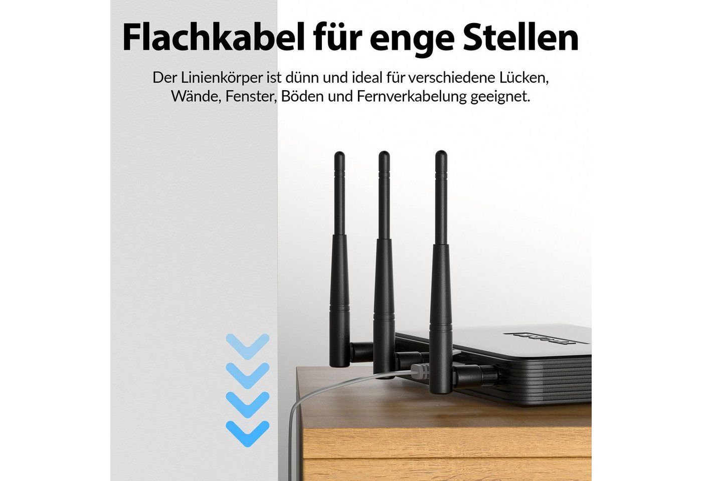 JAMEGA CAT 6 Patchkabel Flach, RJ45 LAN Kabel Ethernet Netzwerkkabel LAN-Kabel, CAT.6, RJ-45 Stecker (Ethernet) (500 cm) Bild 2