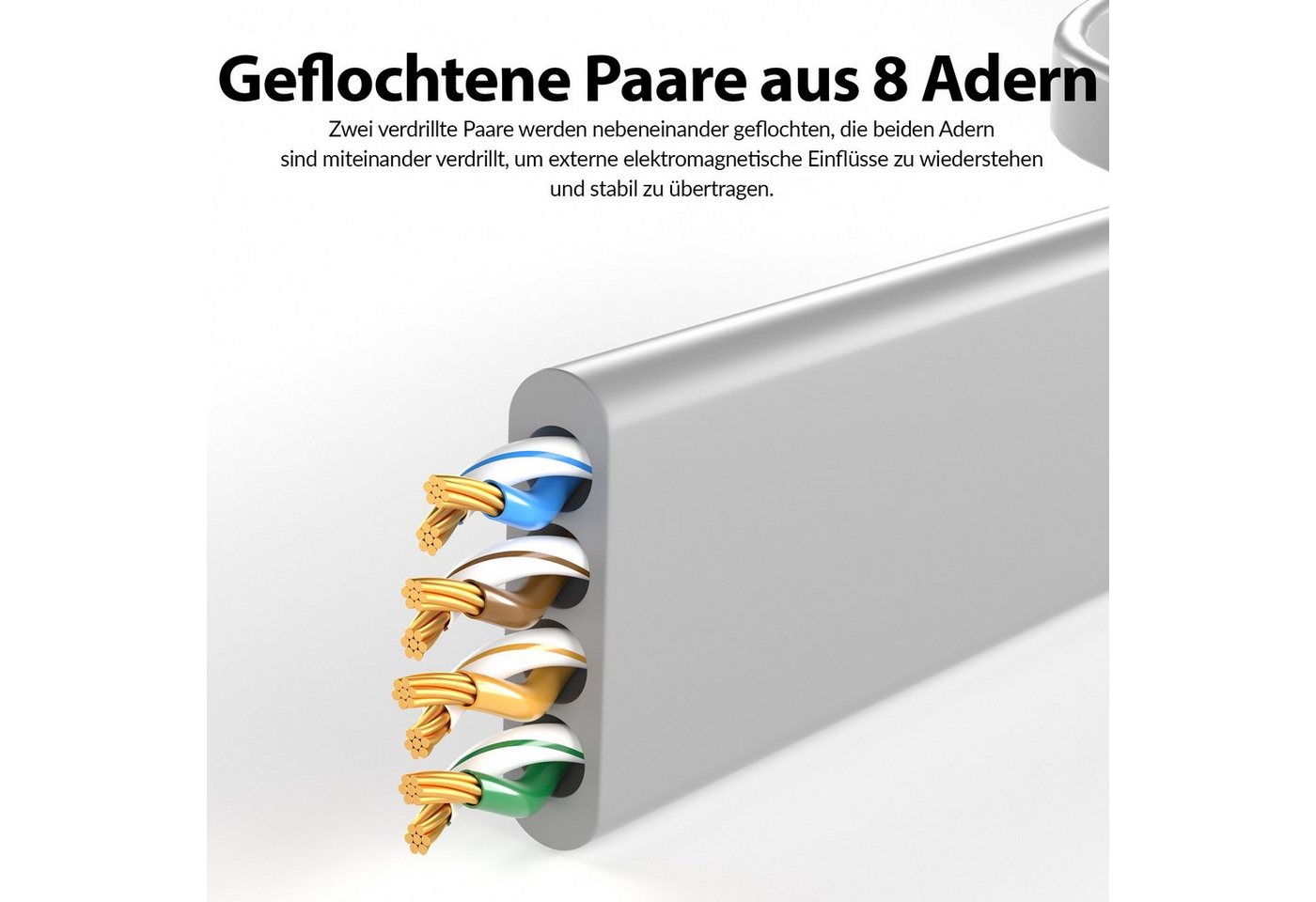 JAMEGA CAT 6 Patchkabel Flach, RJ45 LAN Kabel Ethernet Netzwerkkabel LAN-Kabel, CAT.6, RJ-45 Stecker (Ethernet) (500 cm) Bild 4