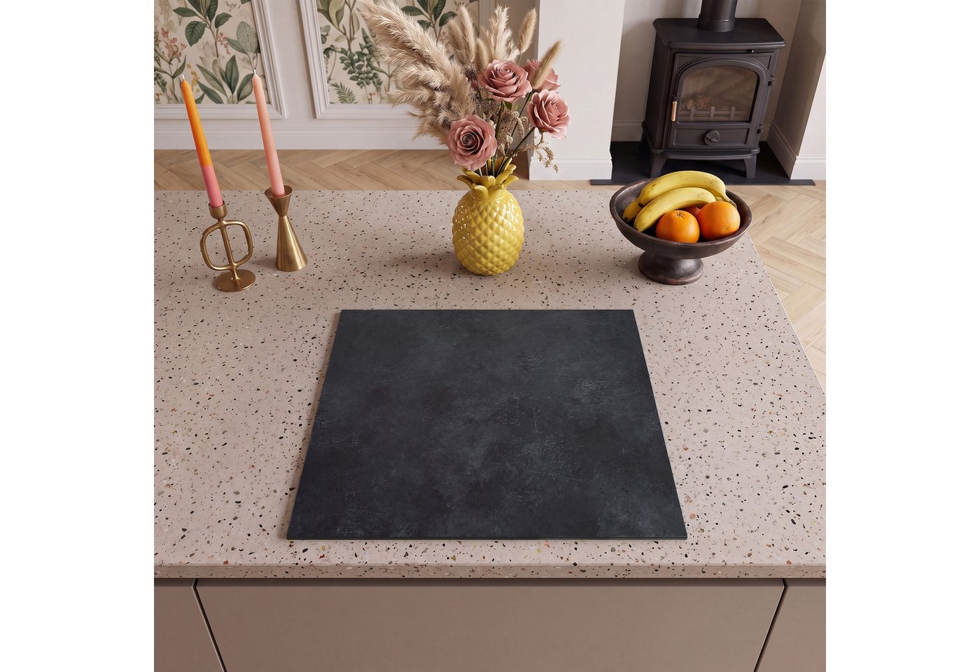 MuchoWow Herd-Abdeckplatte Beton - Induktionsschutz - Grau - Design - Abdeckplatte für Herd, Vinyl, (1 tlg), Abdeckung Induktionskochfeld Schutzmatte, Küche Deko, 65x52 cm Bild 4