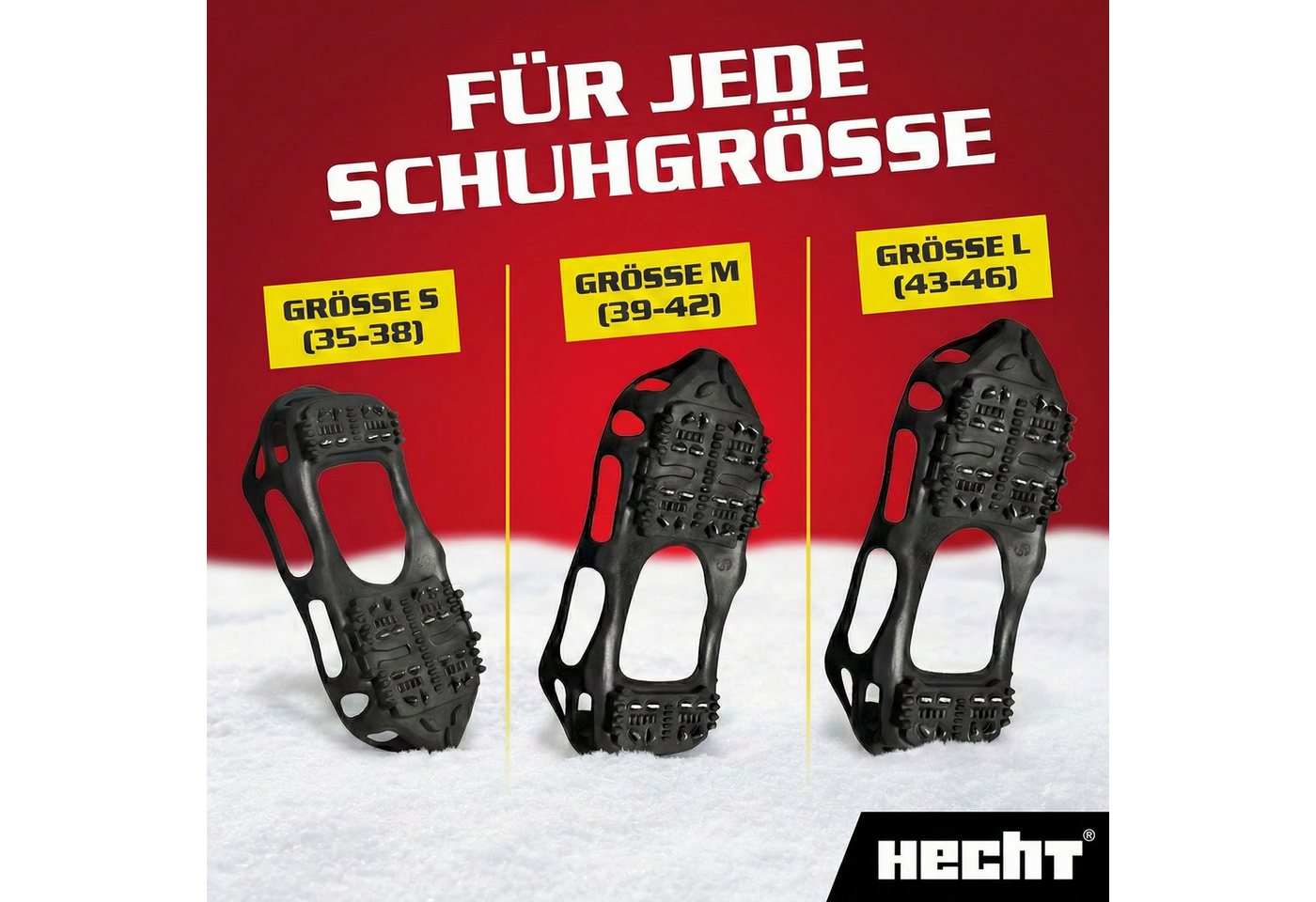Hecht Spikes Schuhspikes Größe M 39-42 mit 24 Metallkrallen, in 35-38, 39-42, 43-46
