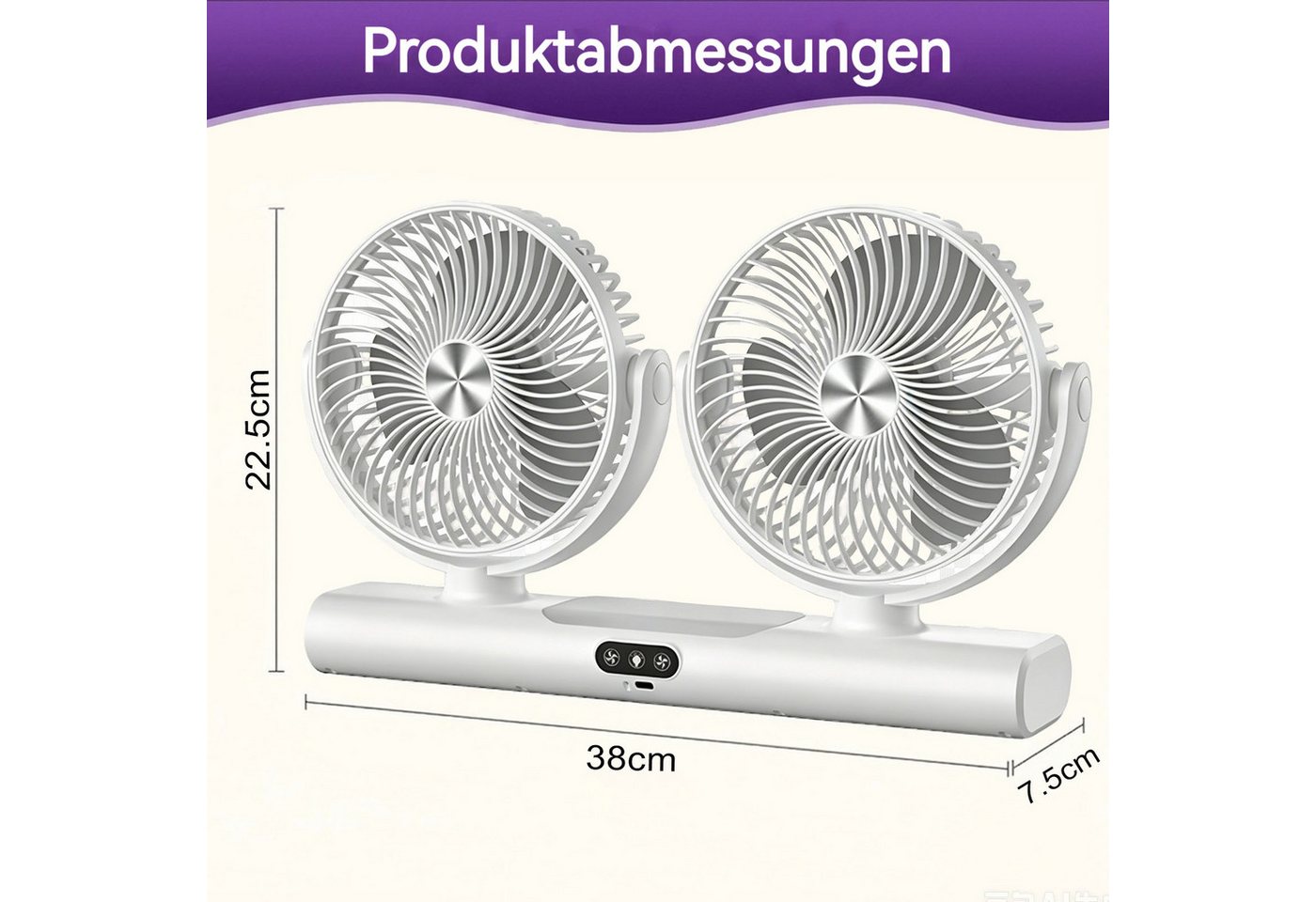 Detrida Akku-Ventilator Akku Tischventilator USB Camping Ventilator LED Licht Deckenventilator, Tragbare Ventilatoren für Zelt, Reisen, Büro, Wohnmobil, Schlafzimmer Bild 5