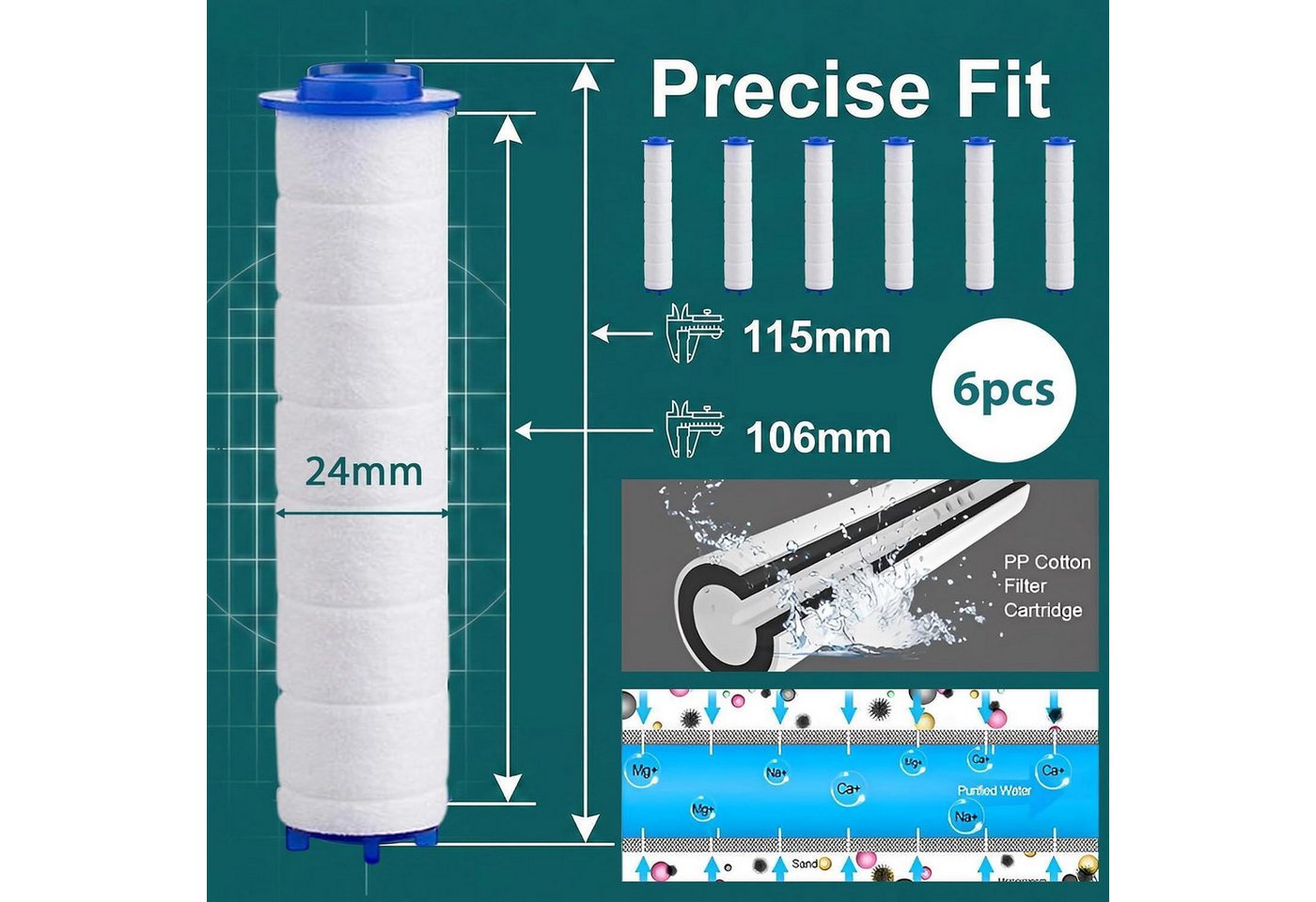 LuxusKollektion Kalk- und Wasserfilter Duschkopf Filter Set Kalkschutz 6Stk Bild 2