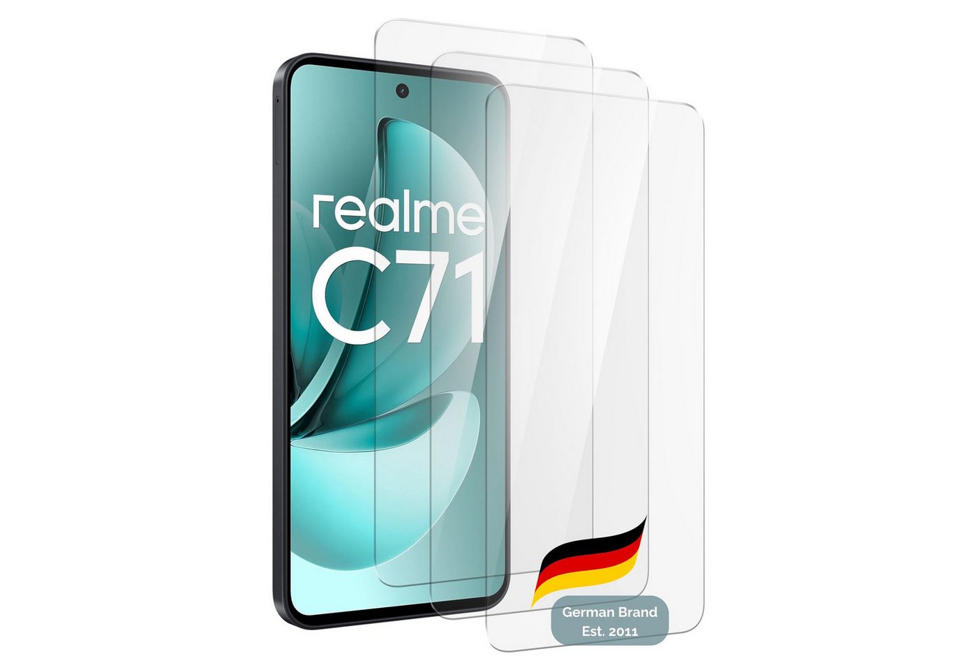 Cadorabo Schutzfolie für Realme C71 Schutzfolie Schutzglas Hüllen-freundlich, (3-St), 3x Schutzglas Panzer Folie (Tempered) Display Schutzfolie 3D Touch Bild 3