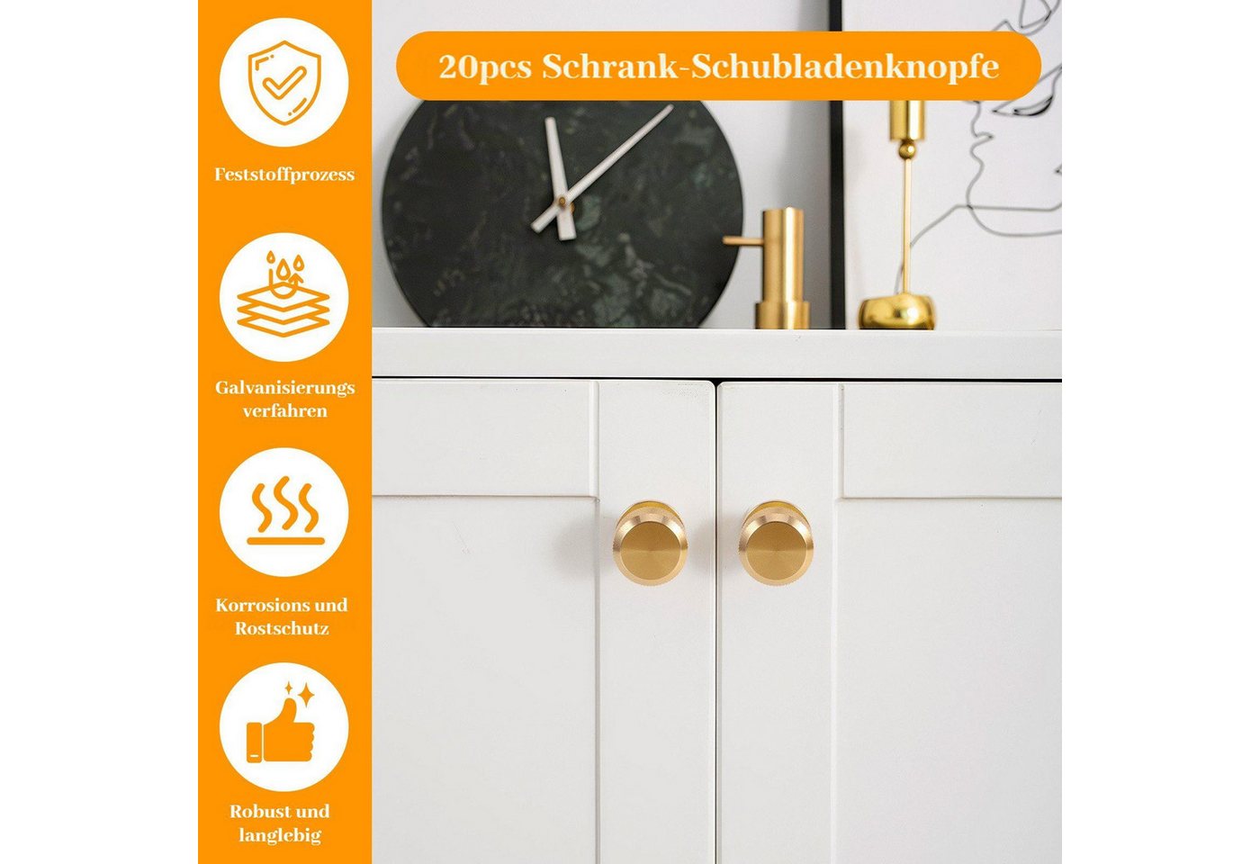 BlingBin Möbelknopf 12 Stück 30mm Möbelknöpfe Türgriff, Schrankknöpfe Schubladenknöpfe (20 Stück, 20-St., 30x30 mm), Kommode Türgriffe, Knöpfe für Schränke, Kleiderschrank Bild 2