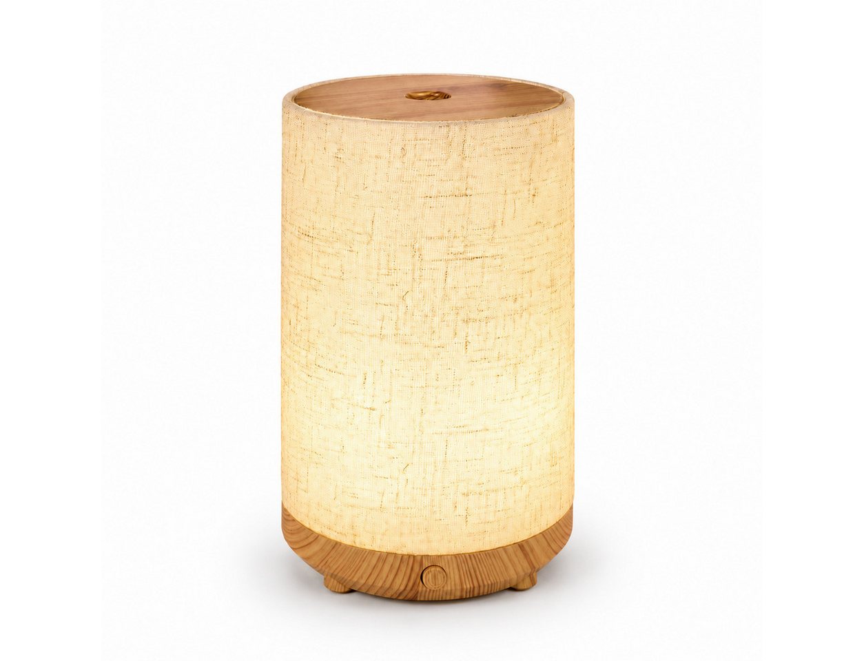 Lisabonde Luftbefeuchter Aroma-Diffusor Ultraschall mit Licht, Stoff & Holzoptik Luftbefeuchter, 0,1 l Wassertank, Stoff-Design, Holzoptik, LED-Beleuchtung, flüsterleise