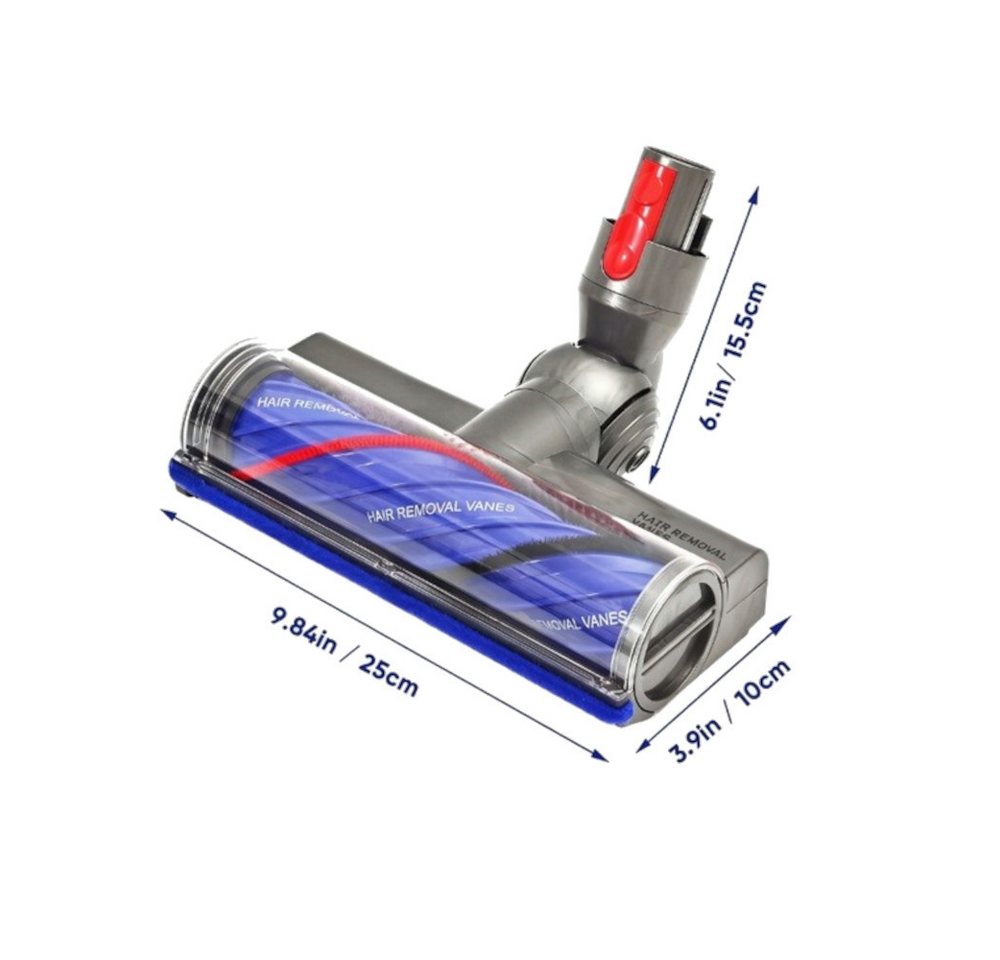 Trade-Shop Turbodüse Elektrobürste Bodenbürste passend für Dyson V7, V8, V10, V11, V15, Zubehör für Staubsauger, motorisiert, LED-Beleuchtung, 43 Anti-Verwicklungs-Klingen Bild 3