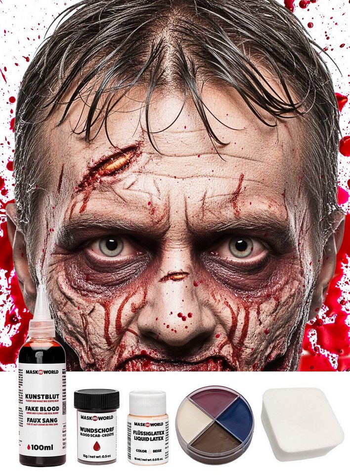 Metamorph Theaterschminke Make-up Set - Zombie Vampir Halloween Horror Kostü, Horror Schminkset mit Blut, Wundschorf und Schminkfarben für alle Zom Bild 3