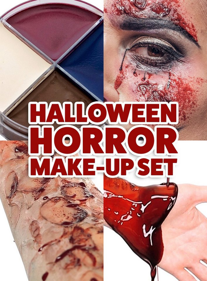 Metamorph Theaterschminke Make-up Set - Zombie Vampir Halloween Horror Kostü, Horror Schminkset mit Blut, Wundschorf und Schminkfarben für alle Zom Bild 4