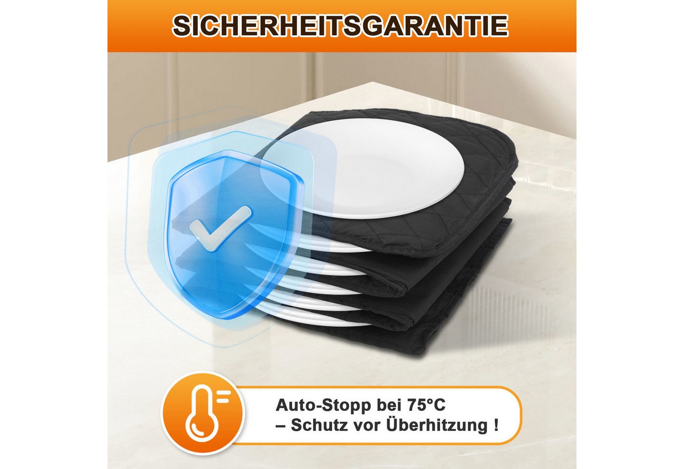 Clanmacy Tellerwärmer XXL-Tellerwärmer elektrisch für 12 Teller bis 32cm Durchmesser-200W