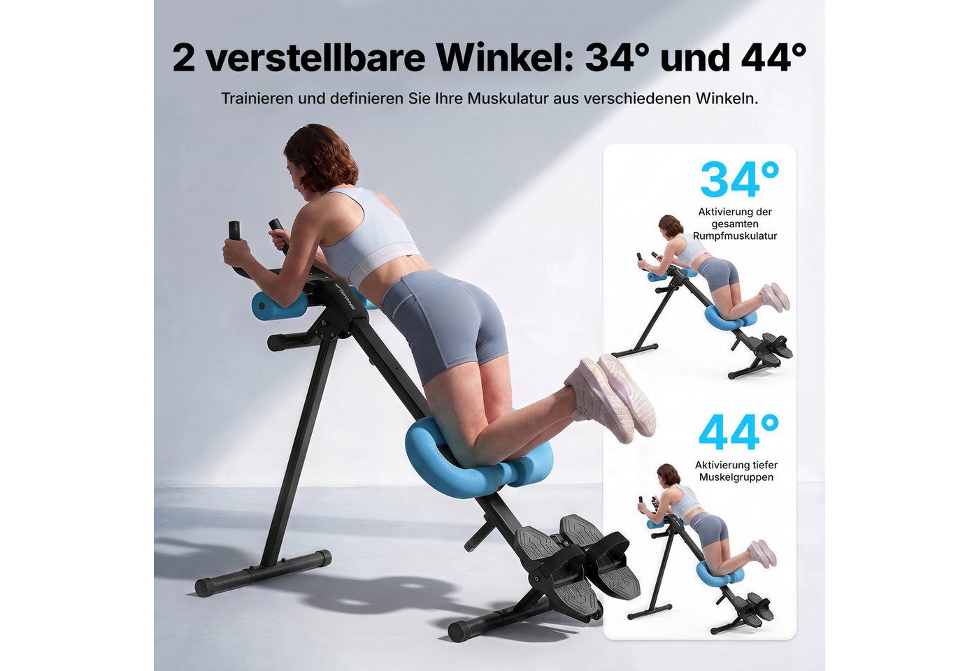 MERACH Bauchtrainer Multifunktionale Bauchtrainer für Zuhause, Bauchmuskeltrainer (Klappbarer Heimtrainer mit 4 dynamischen Trainingsmodi, Mit LCD-Display, 2 Winkeln (34°/44) & 6-fach verstellbarem Bügel), Bis 159 kg belastbar, gelenkschonende Polsterung & platzsparend