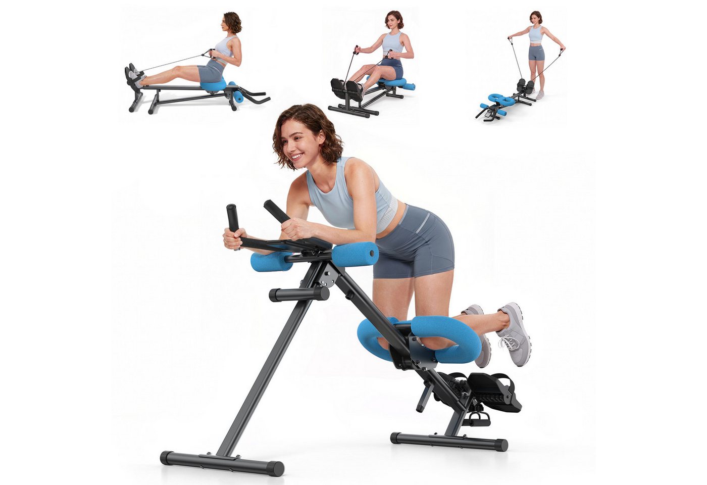 MERACH Bauchtrainer Multifunktionale Bauchtrainer für Zuhause, Bauchmuskeltrainer (Klappbarer Heimtrainer mit 4 dynamischen Trainingsmodi, Mit LCD-Display, 2 Winkeln (34°/44) & 6-fach verstellbarem Bügel), Bis 159 kg belastbar, gelenkschonende Polsterung & platzsparend Bild 4