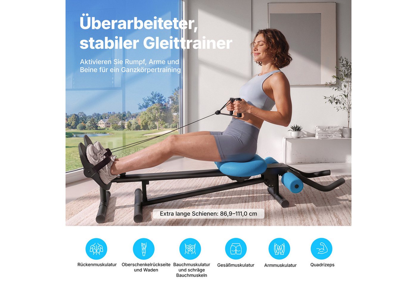 MERACH Bauchtrainer Multifunktionale Bauchtrainer für Zuhause, Bauchmuskeltrainer (Klappbarer Heimtrainer mit 4 dynamischen Trainingsmodi, Mit LCD-Display, 2 Winkeln (34°/44) & 6-fach verstellbarem Bügel), Bis 159 kg belastbar, gelenkschonende Polsterung & platzsparend Bild 5