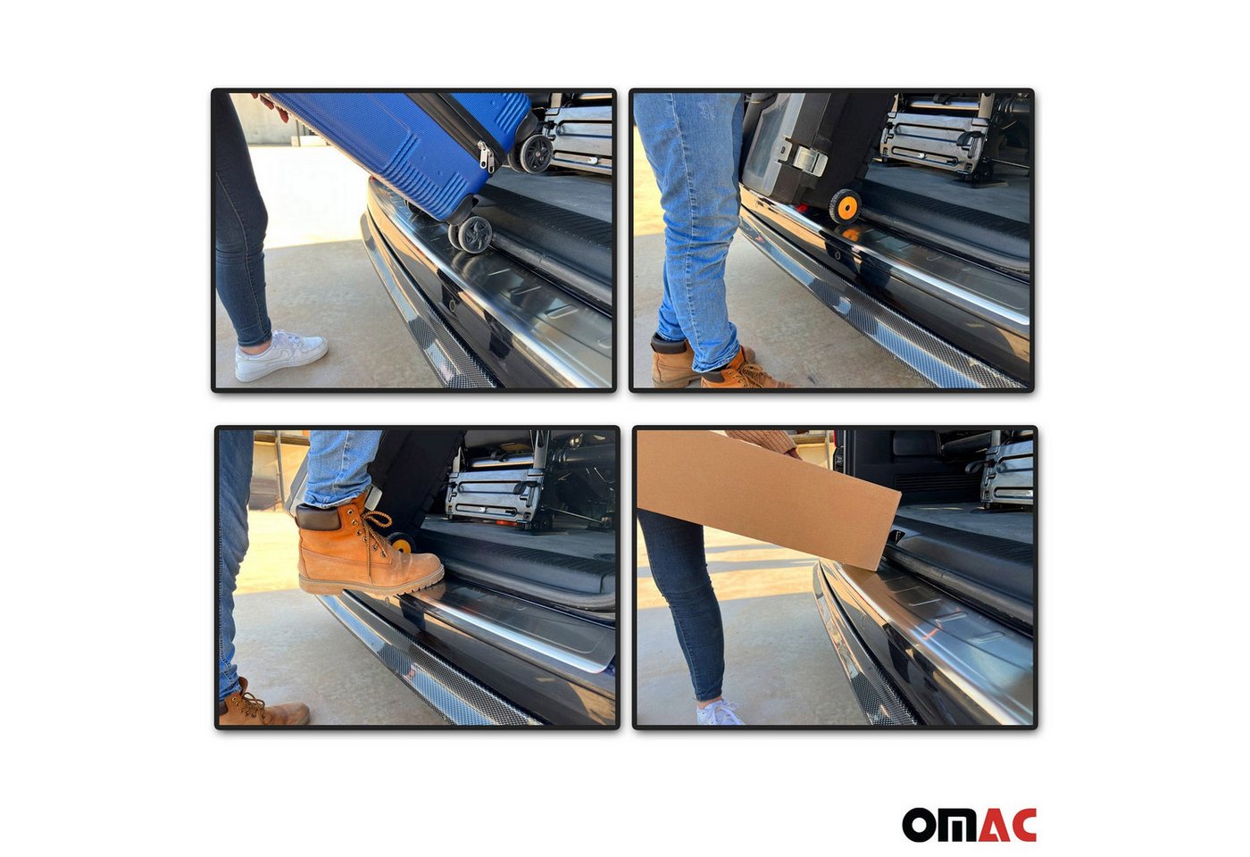 OMAC Ladekantenschutz für VW Caddy 2021-2025 Chrom Edelstahl Gebürstet, Langlebig,Einfache Reinigung,Einfache Installation,Rostbeständig Bild 4