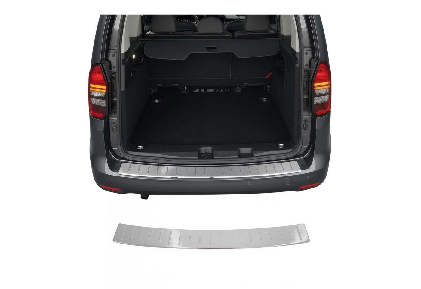 OMAC Ladekantenschutz für VW Caddy 2021-2025 Chrom Edelstahl Gebürstet, Langlebig,Einfache Reinigung,Einfache Installation,Rostbeständig Bild 5
