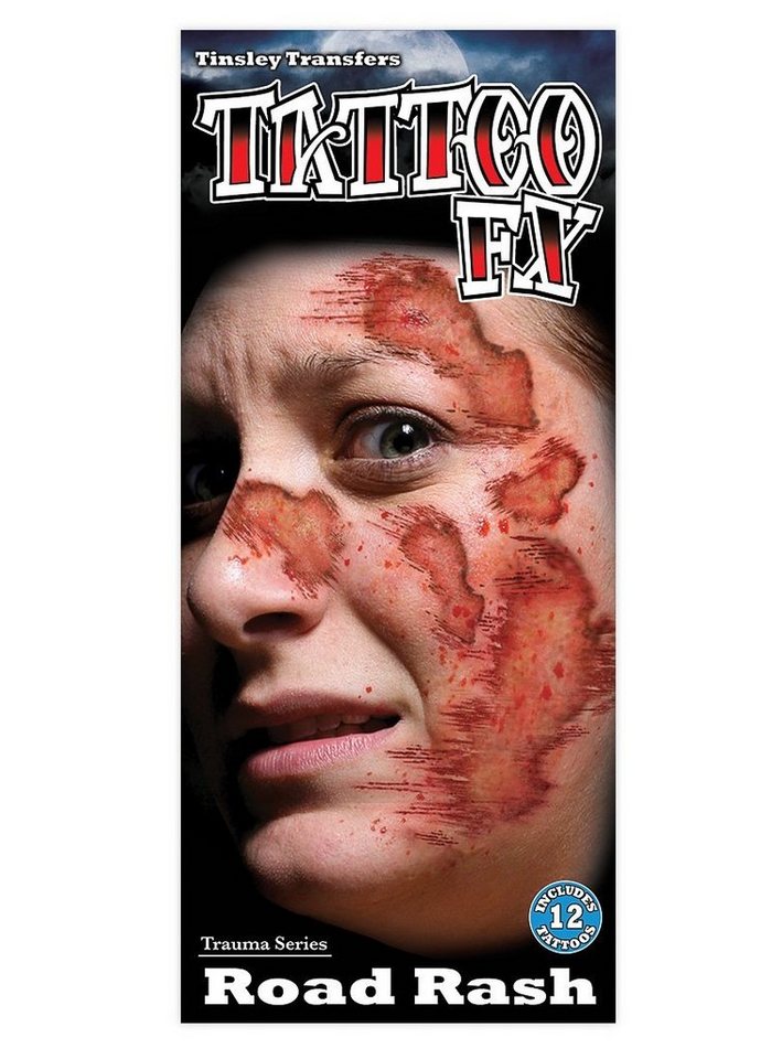 Tinsley Theaterschminke Wunde Gesicht Klebetattoo - für Halloween Kostüm, Temporäres Effekt-Tattoo in beeindruckend realistischer Hollywood-Qua Bild 2