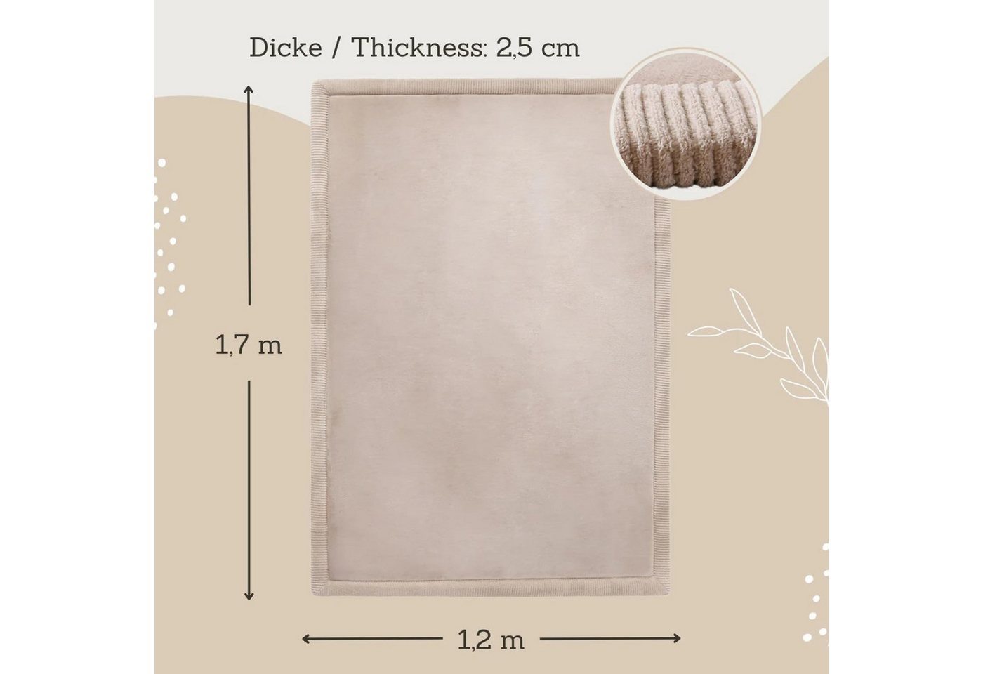 Hakuna Matte Spielmatte Baby 170 x 120 x2,5cm, Teppich für Kinderzimmer mit Memory-Schaum Bild 4