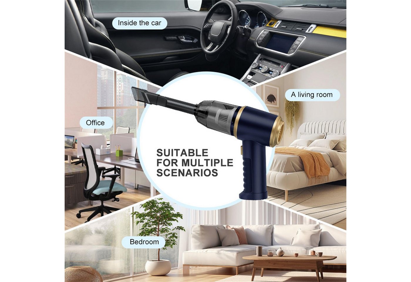 Fine Life Pro Akku-Handstaubsauger 15000Pa Kabelloser Handstaubsauger, USB Aufladbar, Mini Staubsauger für Auto, Haus, Küche, Tierhaare – Super Saugkraft Bild 3