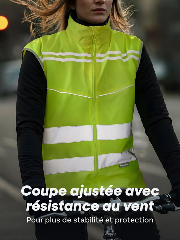 Prowiste Warnweste Fahrradweste Herren & Damen – Hohe Sichtbarkeit in Neon Gelb (Fahrradweste reflektierend, 1-tlg., 1 x Bike Vest) Atmungsaktiv (Mesh) & Rückentasche – Hohe Sichtbarkeit beim Laufen Bild 4