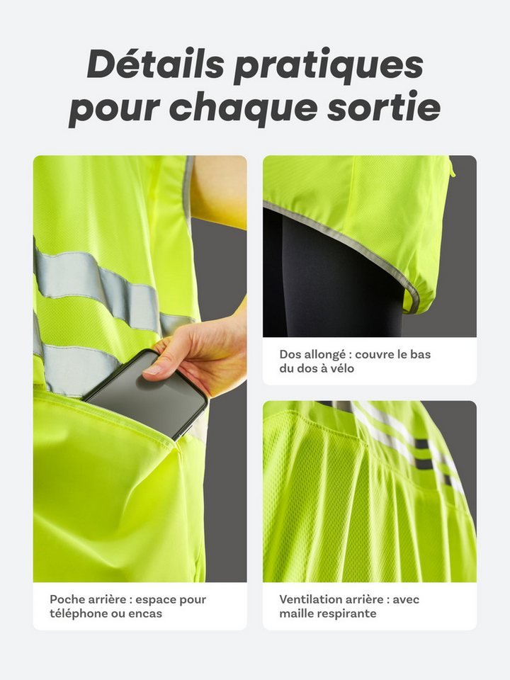 Prowiste Warnweste Fahrradweste Herren & Damen – Hohe Sichtbarkeit in Neon Gelb (Fahrradweste reflektierend, 1-tlg., 1 x Bike Vest) Atmungsaktiv (Mesh) & Rückentasche – Hohe Sichtbarkeit beim Laufen Bild 5