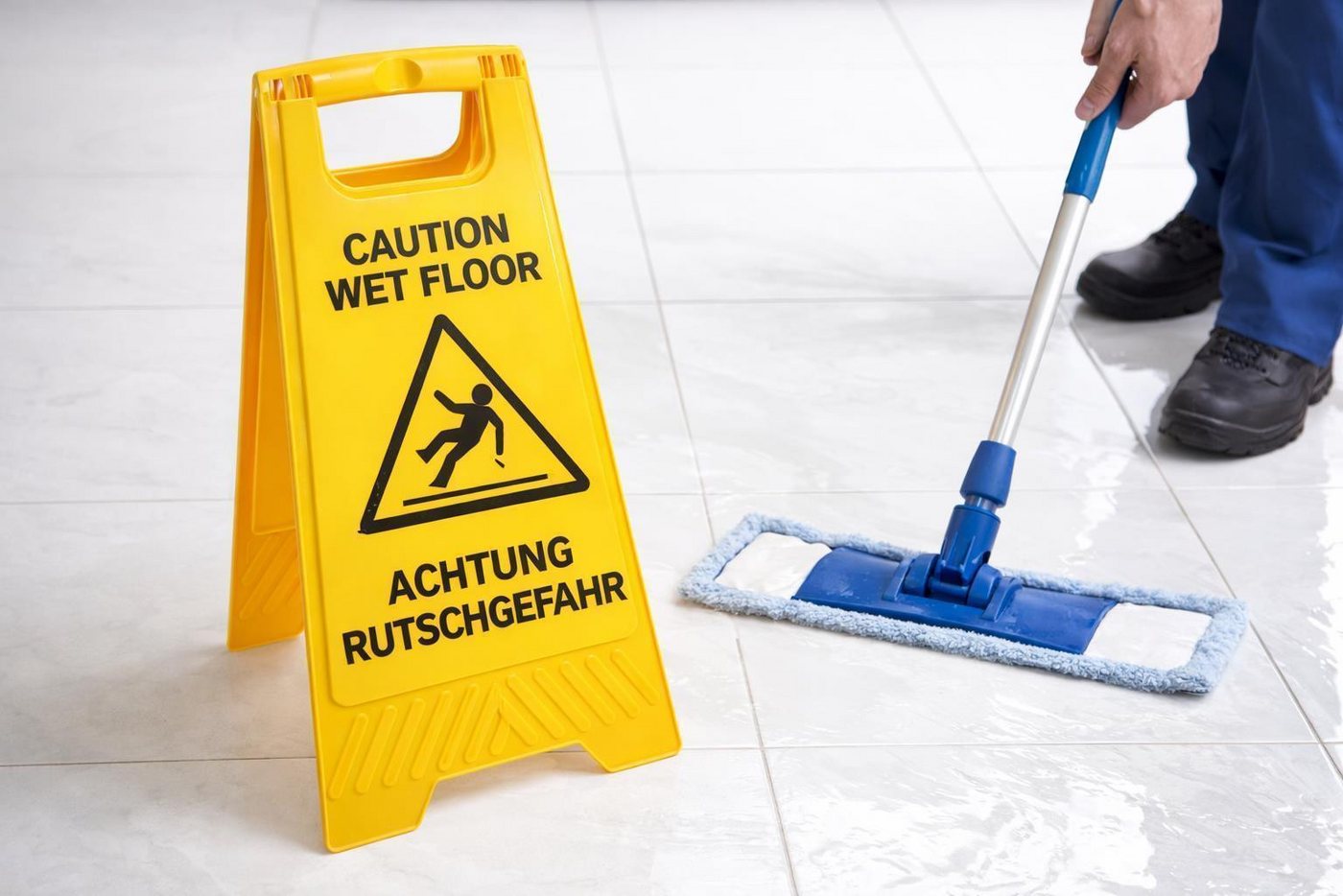BAYLI Warnschild Warnschild Achtung Rutschgefahr bei Nässe 620x305 mm – Klappbarer