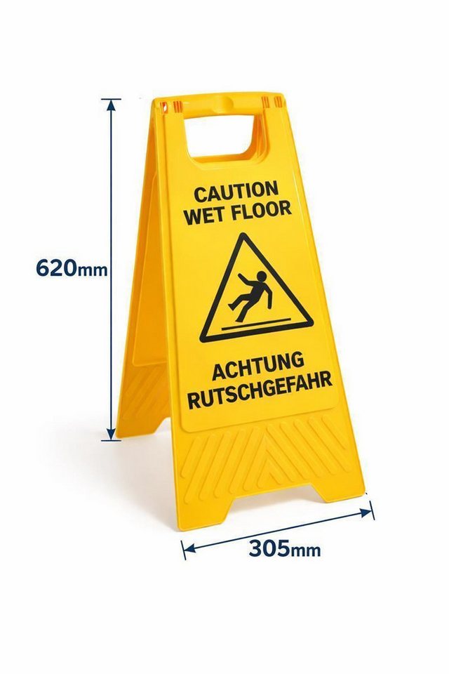 BAYLI Warnschild Warnschild Achtung Rutschgefahr bei Nässe 620x305 mm – Klappbarer Bild 3