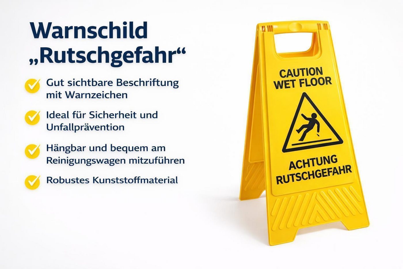 BAYLI Warnschild Warnschild Achtung Rutschgefahr bei Nässe 620x305 mm – Klappbarer Bild 4