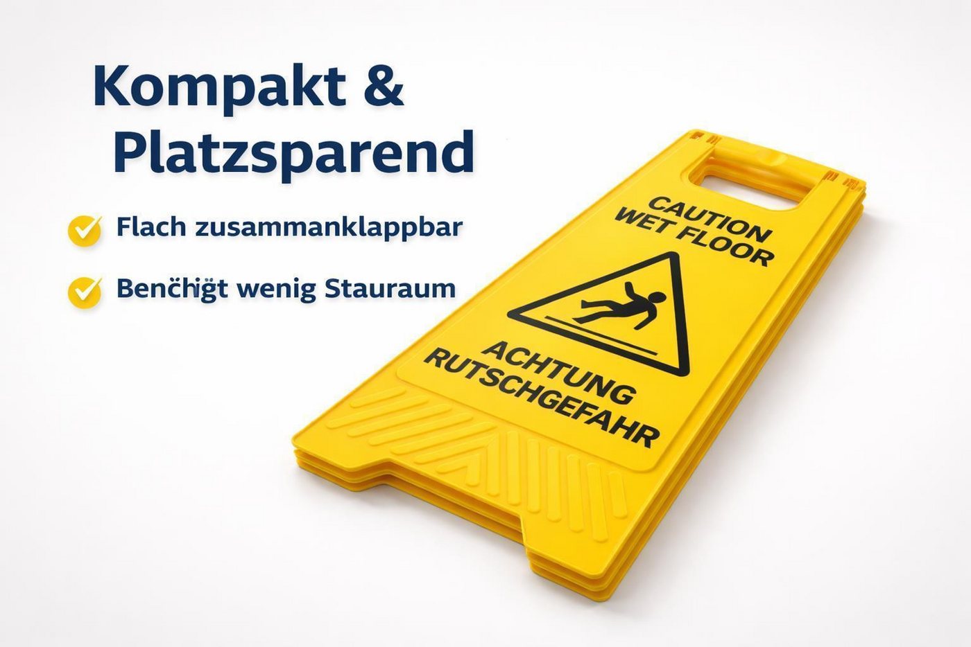 BAYLI Warnschild Warnschild Achtung Rutschgefahr bei Nässe 620x305 mm – Klappbarer Bild 5
