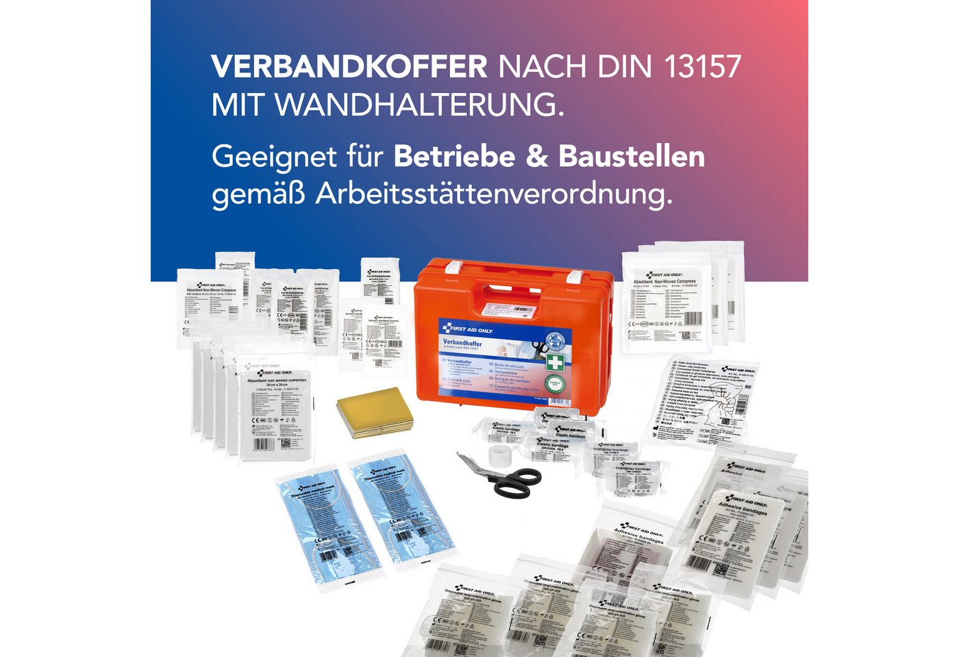 FIRST AID ONLY® Erste-Hilfe-Koffer First Aid Only Erste Hilfe Koffer DIN 13157 mit Wandhalterung, Tragegriff, ASR-konform Bild 2