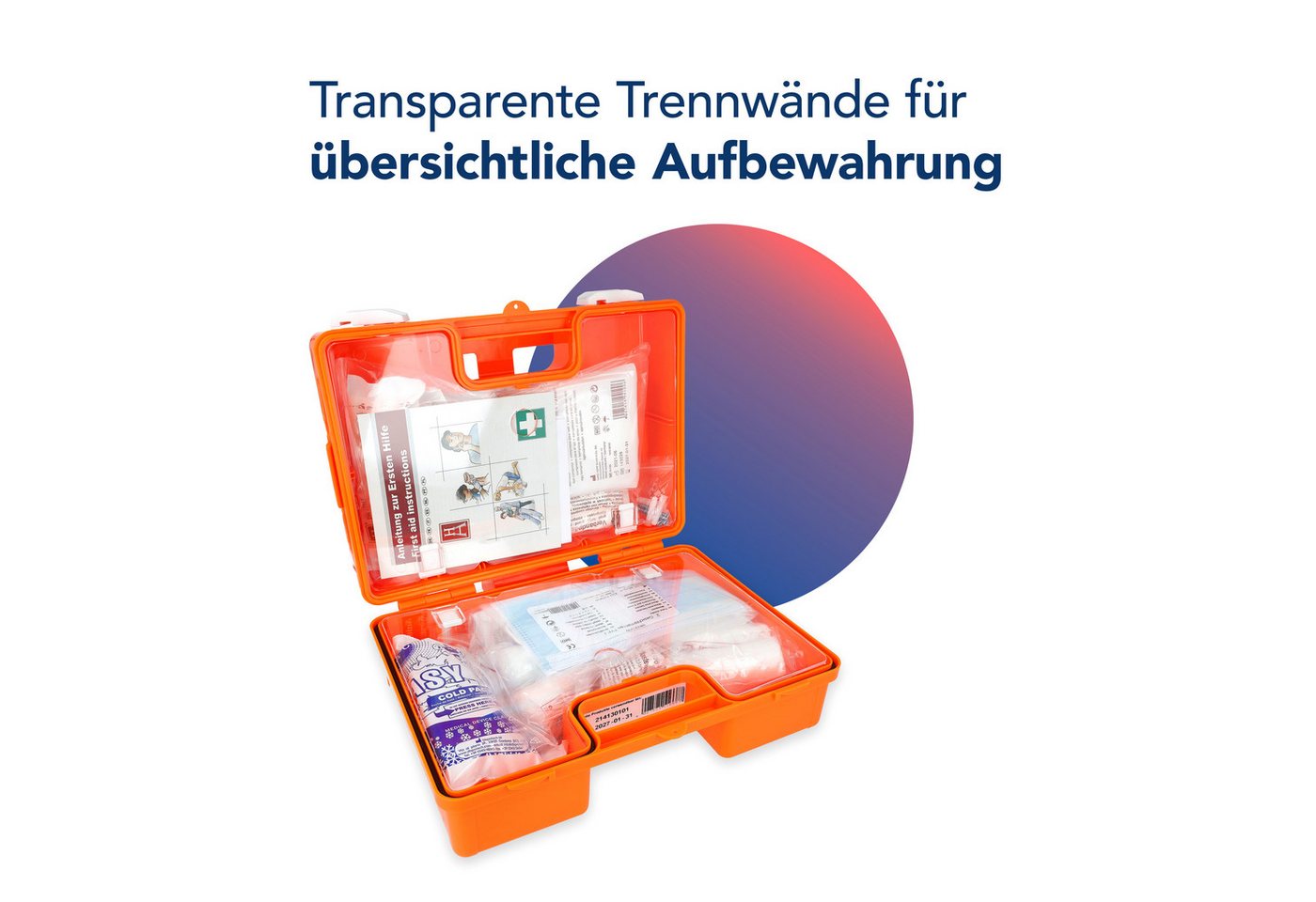 FIRST AID ONLY® Erste-Hilfe-Koffer First Aid Only Erste Hilfe Koffer DIN 13157 mit Wandhalterung, Tragegriff, ASR-konform Bild 3