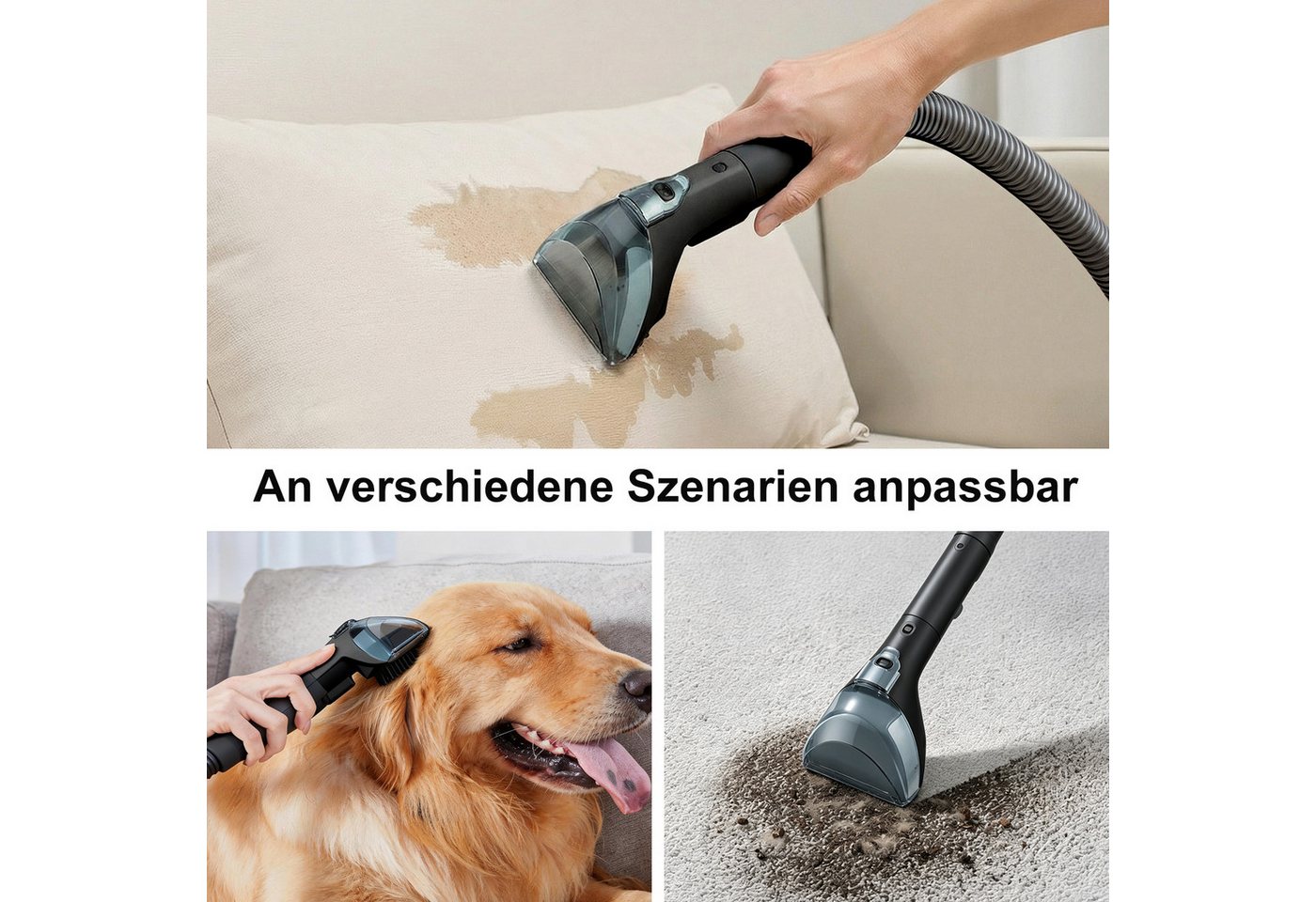 Luckice Teppichreinigungsgerät Polsterreiniger Gerät, Bodenschrubber, Nasssauger, Reinigungsmaschine, Geeignet für Sofas,Teppiche, 450W,11000Pa,1.8L Bild 4