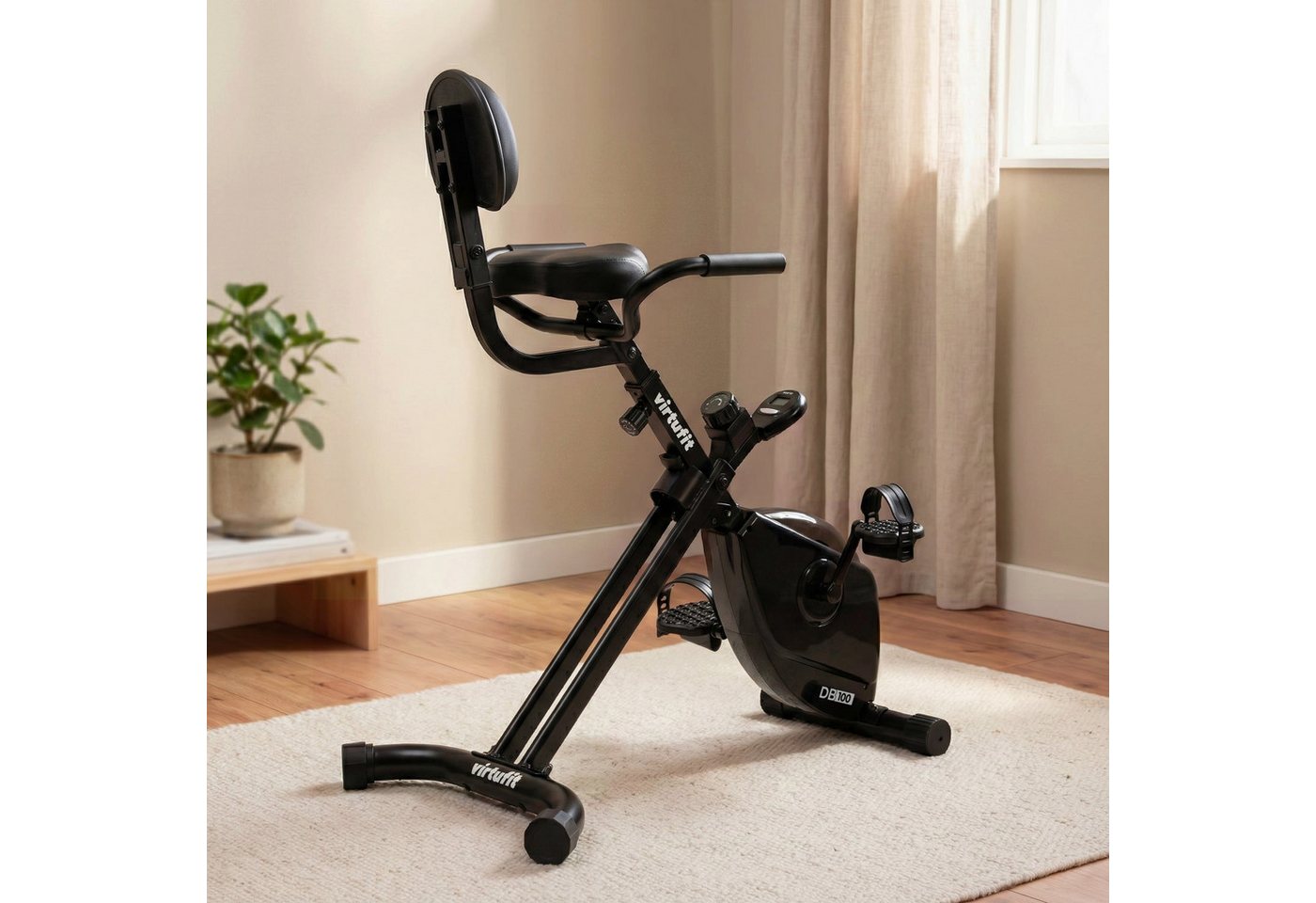VirtuFit Heimtrainer DB100 Desk-Bike - Klappbar - mit Rückenlehne - mit Computer