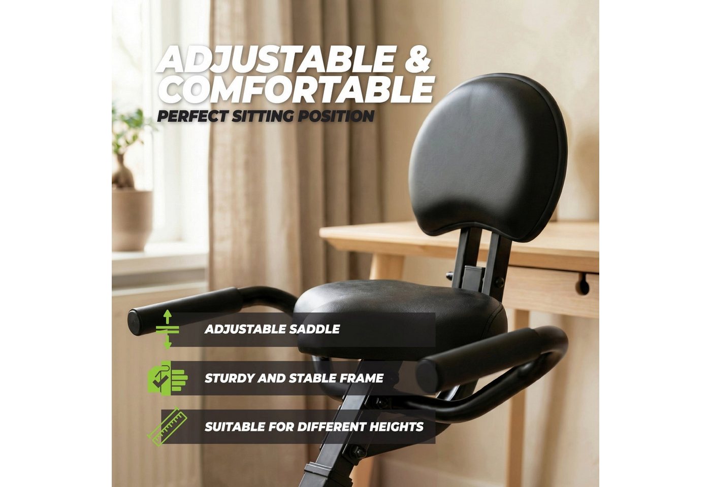 VirtuFit Heimtrainer DB100 Desk-Bike - Klappbar - mit Rückenlehne - mit Computer Bild 5