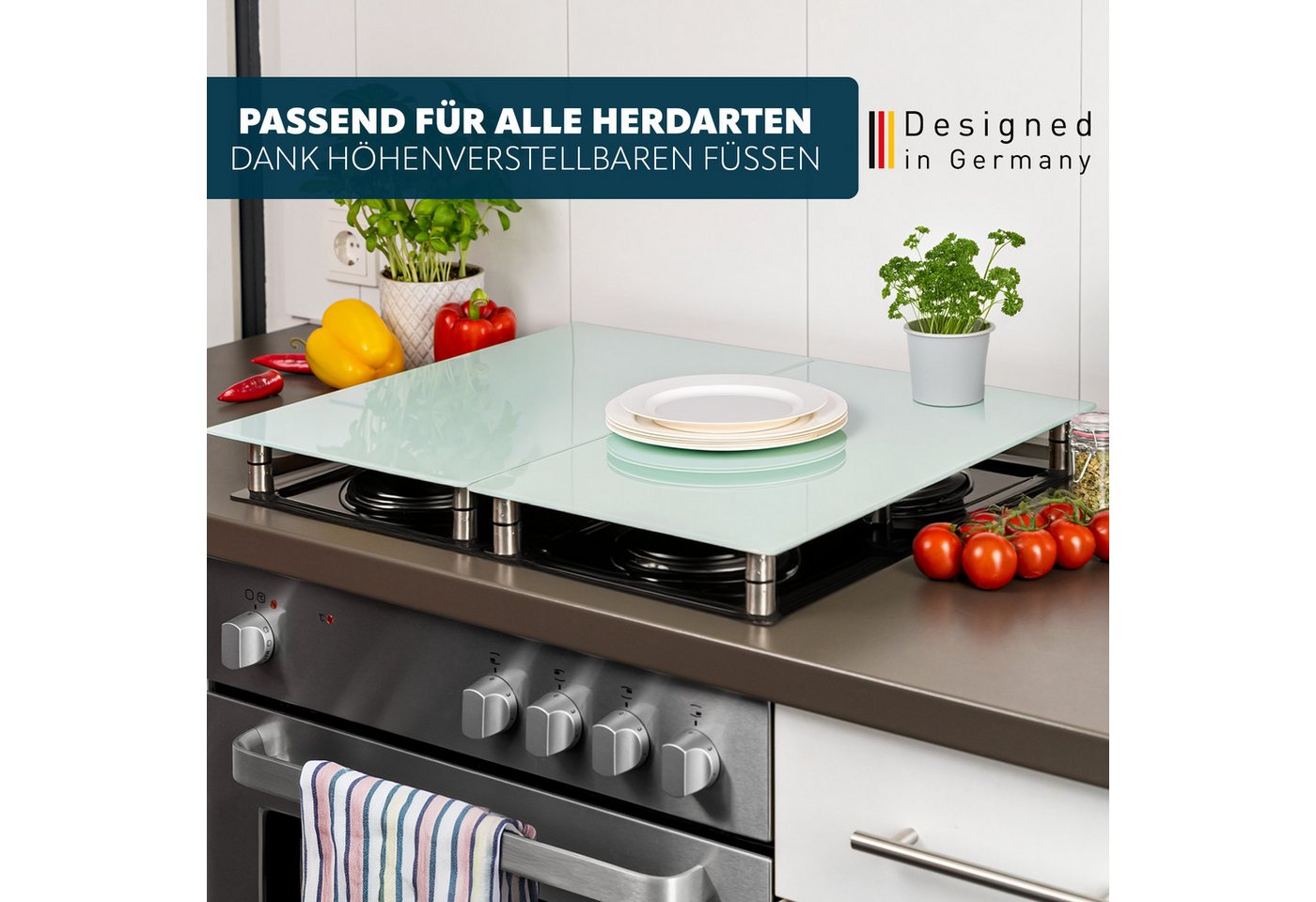 bremermann Herd-Abdeckplatte 2er Set aus Glas ca. 52 x 4 x 30 cm (B/H/T)