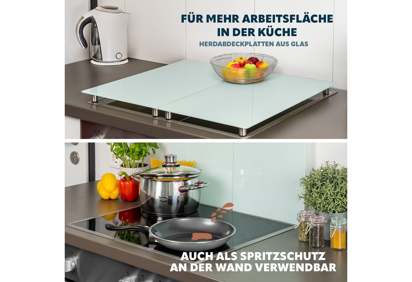 bremermann Herd-Abdeckplatte 2er Set aus Glas ca. 52 x 4 x 30 cm (B/H/T) Bild 4