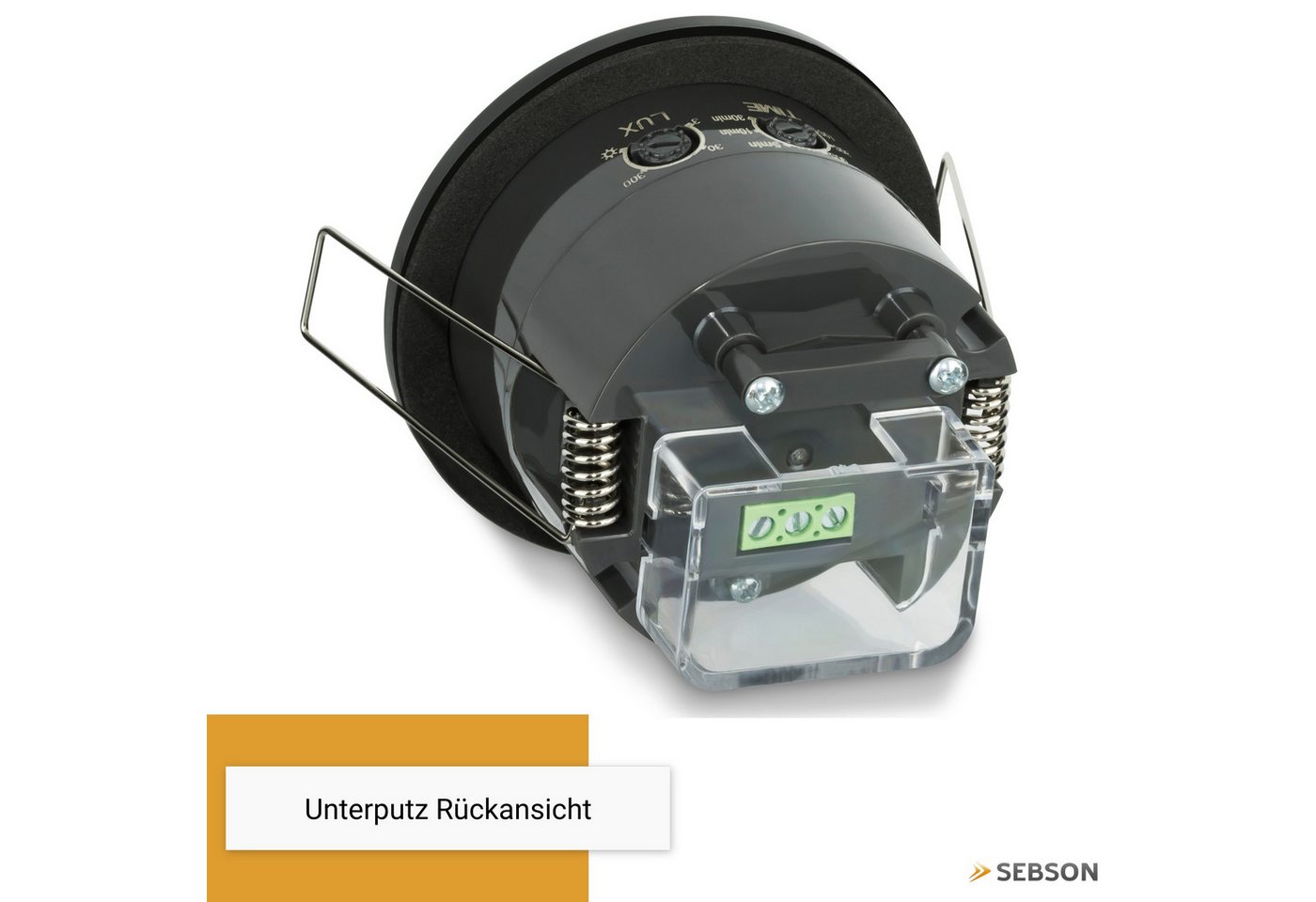 SEBSON Bewegungsmelder Infrarot Sensor Außen IP54 Unterputz Decke 20m Reichweite 360°, (2-St), 2er Set - Innen und Außen, programmierbar, LED geeignet 600W, 3 Draht