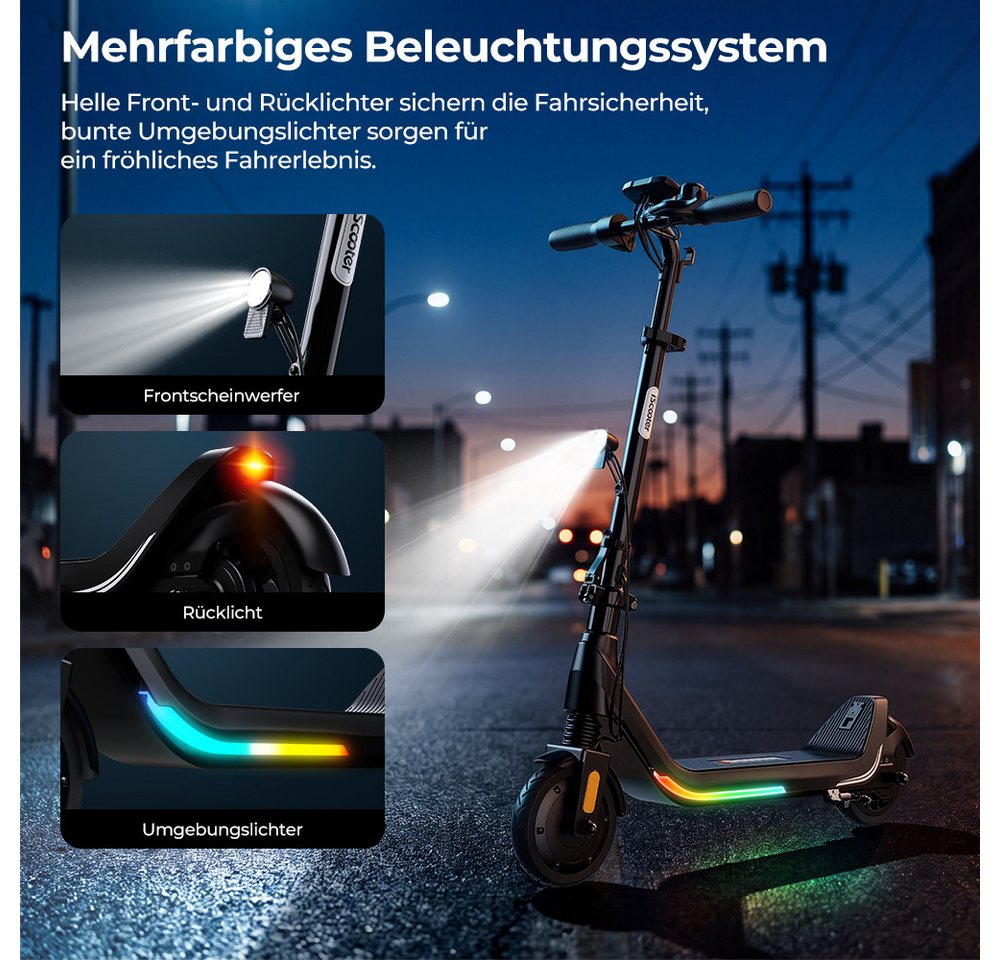 iSinwheel Cityroller Elektroroller für Kinder von 8 bis 14 Jahren, zusammenklappbar, 3-fach höhenverstellbar,10/16/20 km/h, LED-Display Bild 2