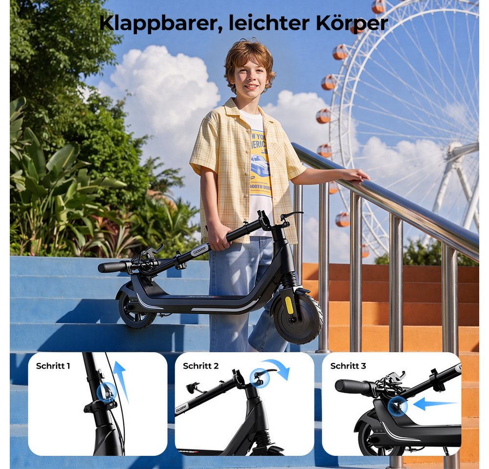 iSinwheel Cityroller Elektroroller f ür Kinder von 8 bis 14 Jahren, zusammenklappbar, 3-fach höhenverstellbar,10/16/20 km/h, LED-Display Bild 3