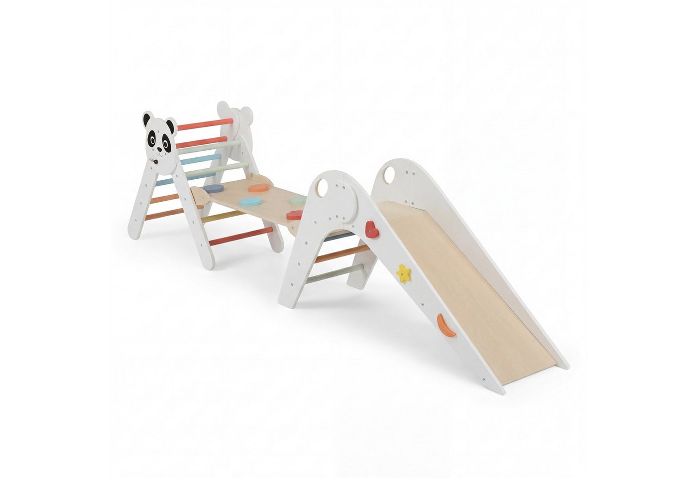 KOMFOTTEU Klettergerüst, Kletterspielzeug mit Kletterdreieck Rutsche & Balancierbrücke Bild 5