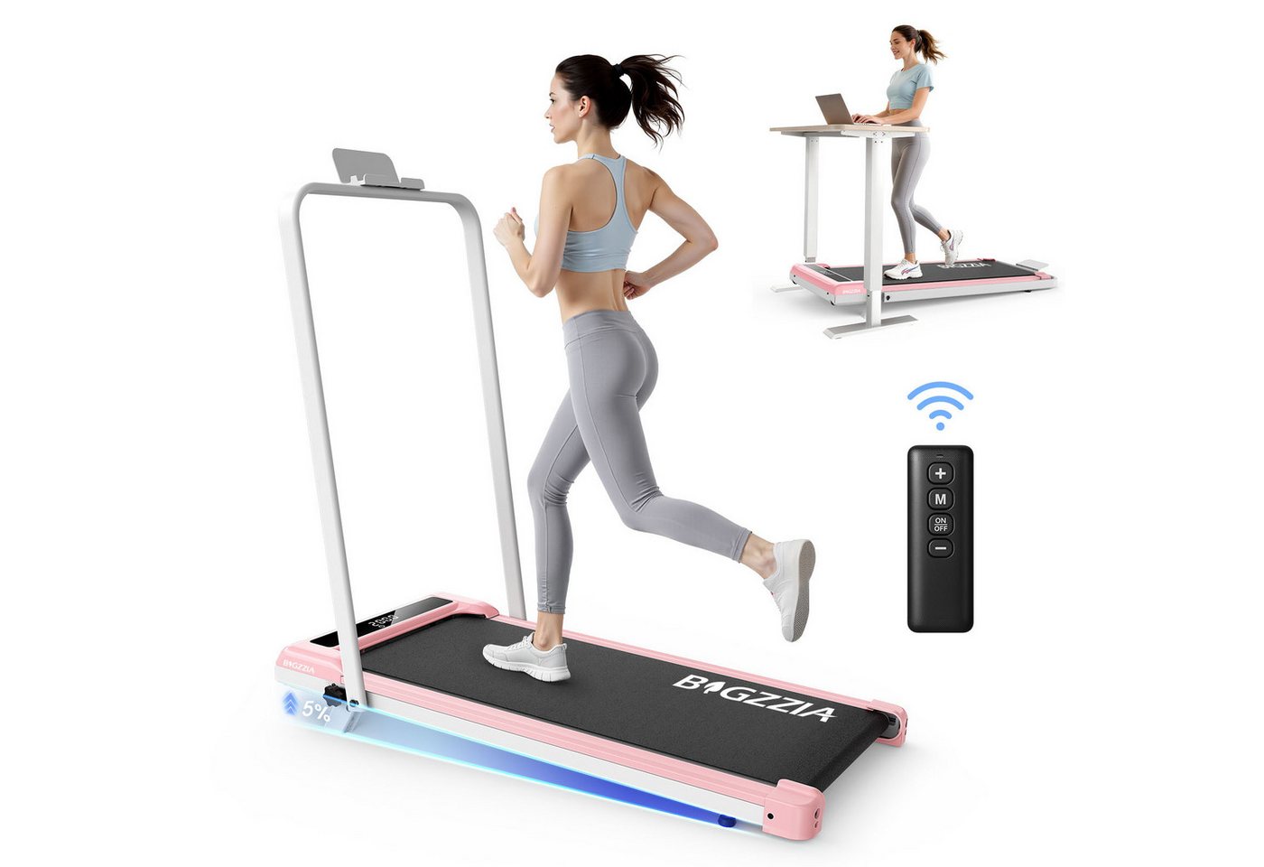 BIGZZIA Laufband - Klappbare Laufbänder 3 in 1 - mit 8% Steigung (Laufgerät für Zuhause bis 130KG - LED-Anzeige - Noise Bild 5