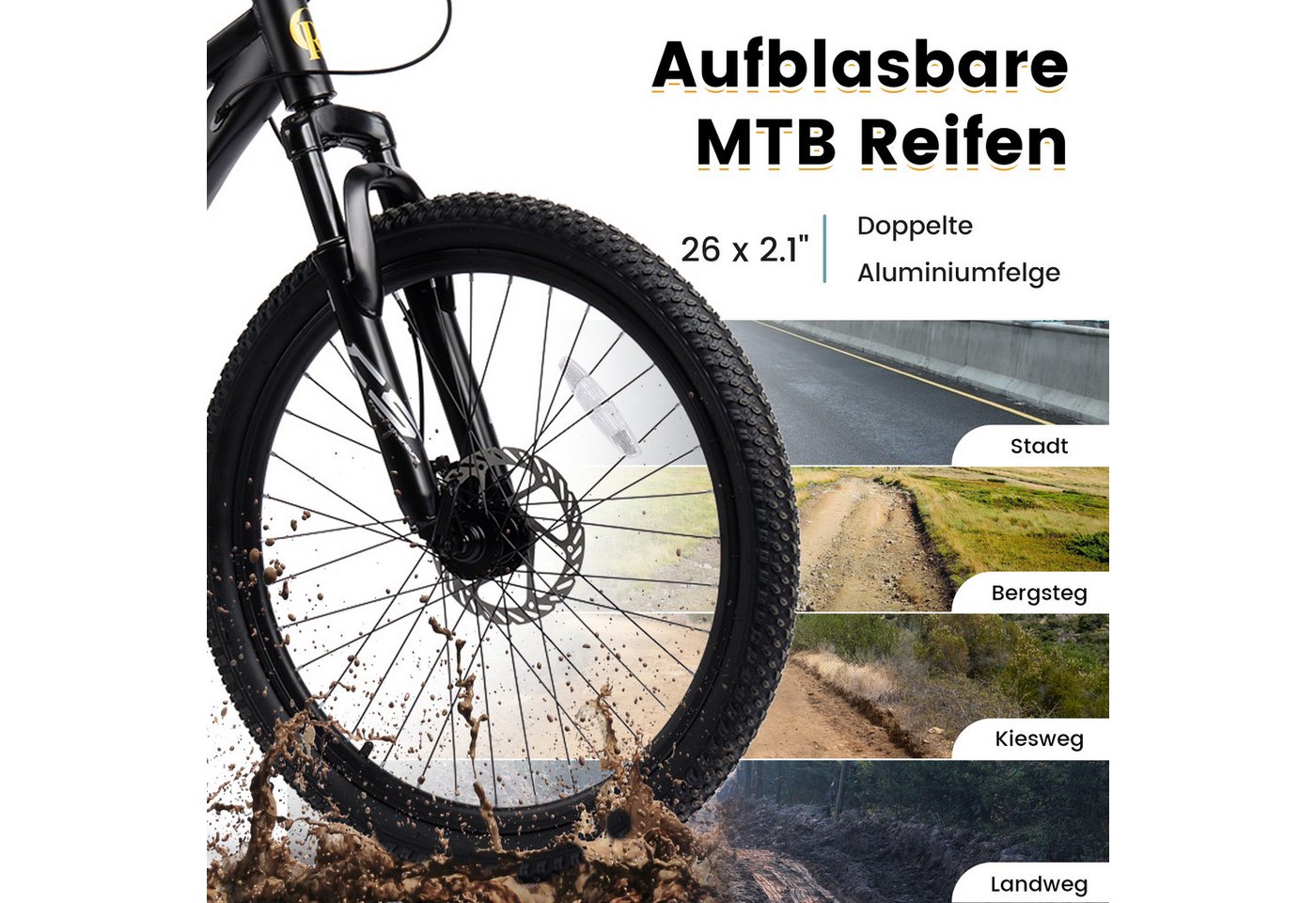 Velors Mountainbike 24 26 27.5 Zoll Fahrrad für Herren Damen Jungen, 21 Gang Shimano Tourney Schaltwerk, Kettenschaltung, mechanische Scheibenbremse Fully MTB Fahrrad Bike für Damen Herren Bild 2