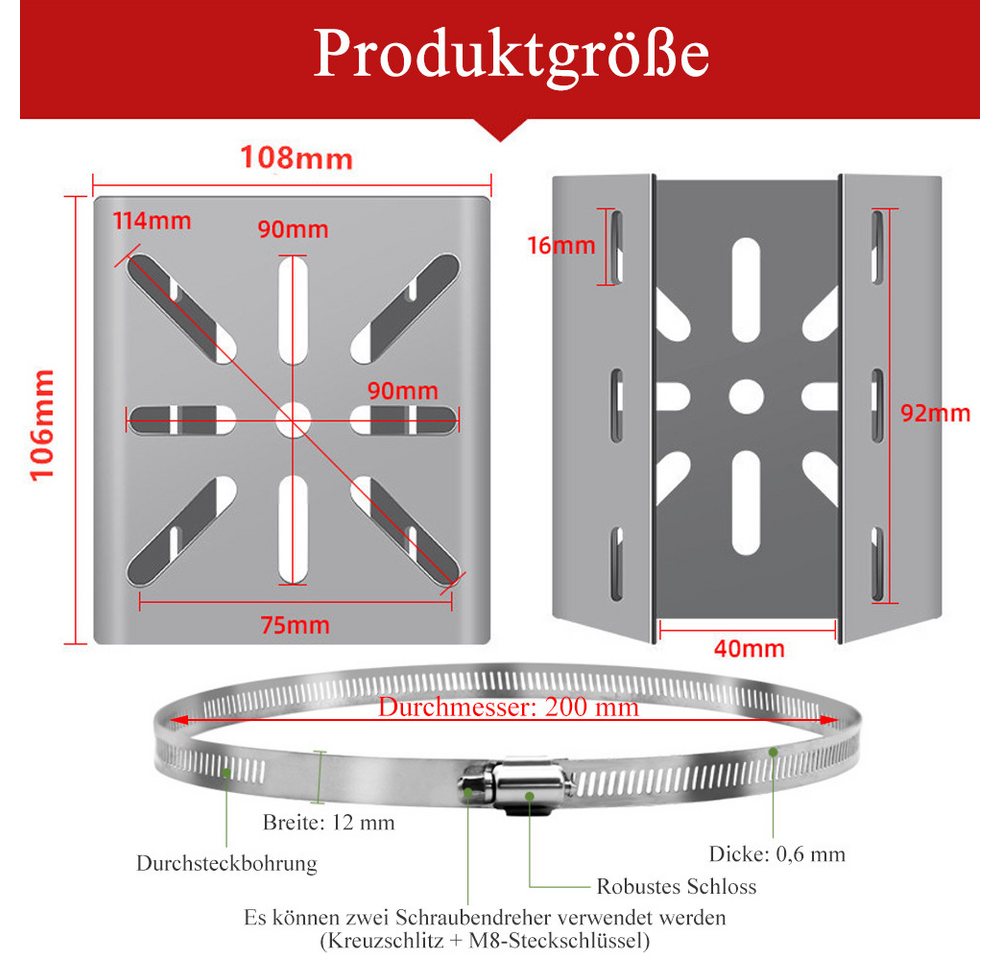 AFKSMILE Überwachungskamera-Halterung 2 Stück Masthalterung Universal Halterung für Überwachungskameras, (2-tlg., Masthalterung Kamera Rohrhalterung, Edelstahl 3 Schlaufen Eckhalterung) Bild 3