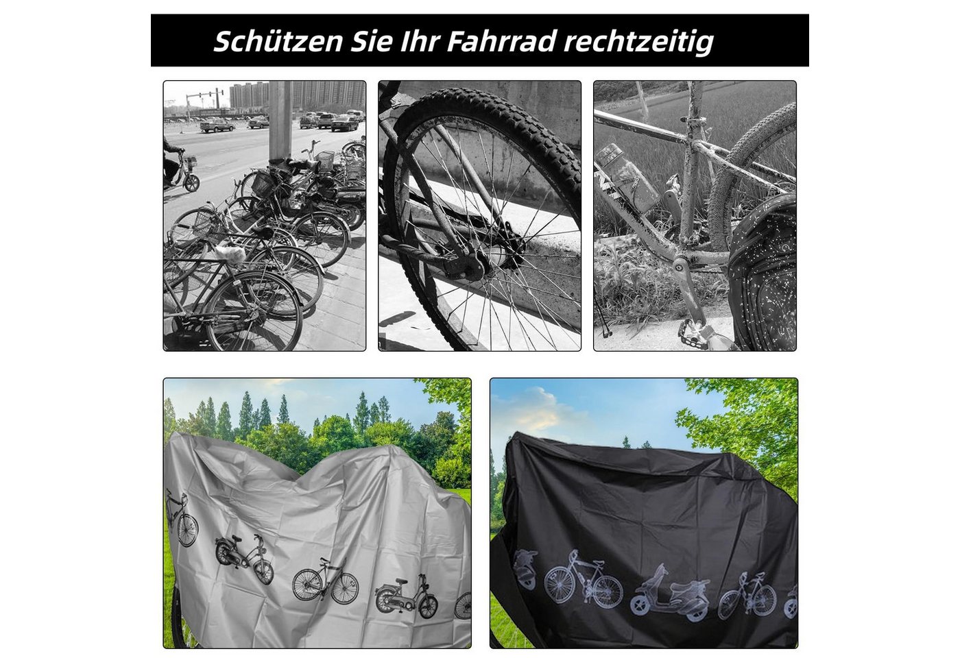 Diwzbyn Fahrradschutzhülle Wasserdicht Anti-Staub UV Abdeckung Fahrrad Regenschutz, Fahrrad Abdeckplane Fahrradabdeckung Fahrradplane Fahrrad Garage Bild 4