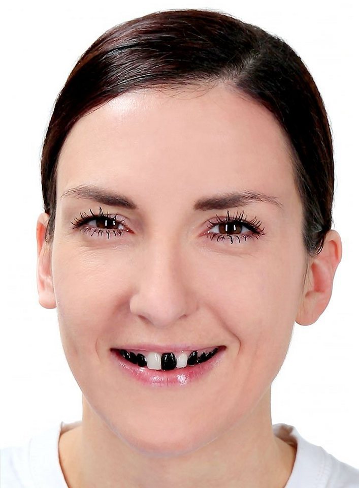 Maskworld Theaterschminke Zahnlack schwarz 10ml Pinselflasche, Profi-Schminkzubehör für spektakuläre Effekte Bild 3