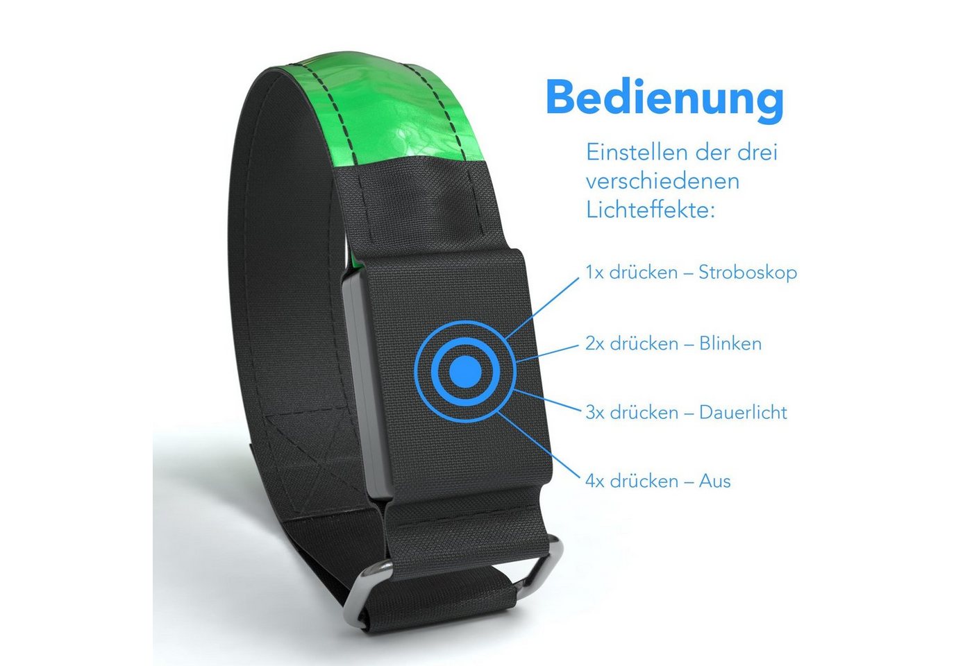 EAZY CASE Fahrradreflektor 4er Set Reflektor Flash Armband, Armband LED Licht Reflektor Armband Reflektoren Kind Hund Fuß Grün